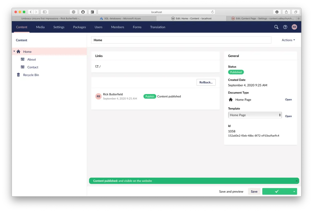 The content tree in Umbraco vNext