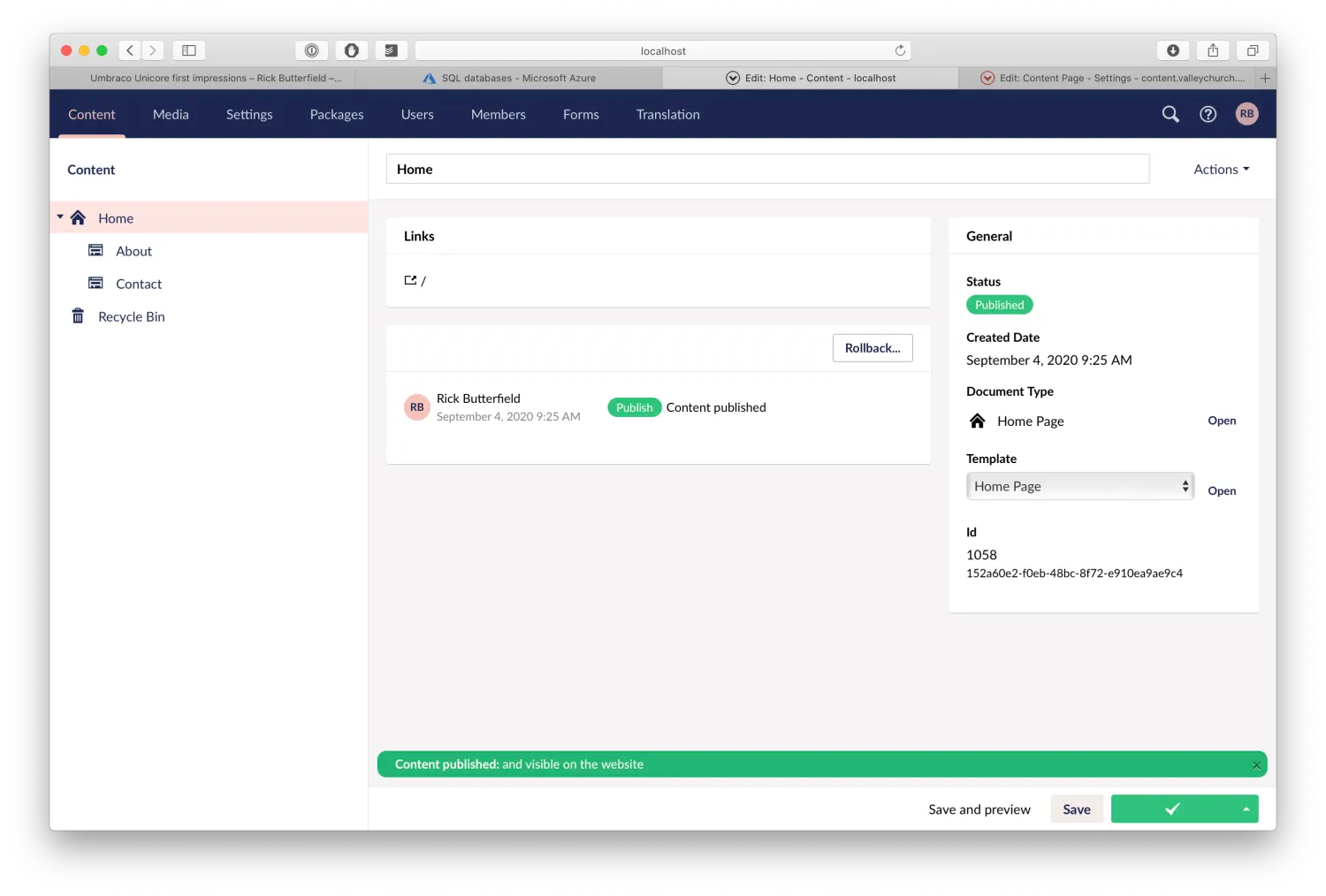 The content tree in Umbraco vNext